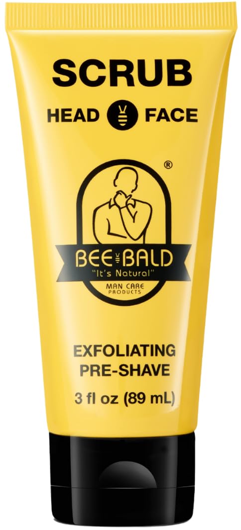 Bee Bald SCRUB exfoliante para afeitado de cabeza, limpieza profunda y piel suave