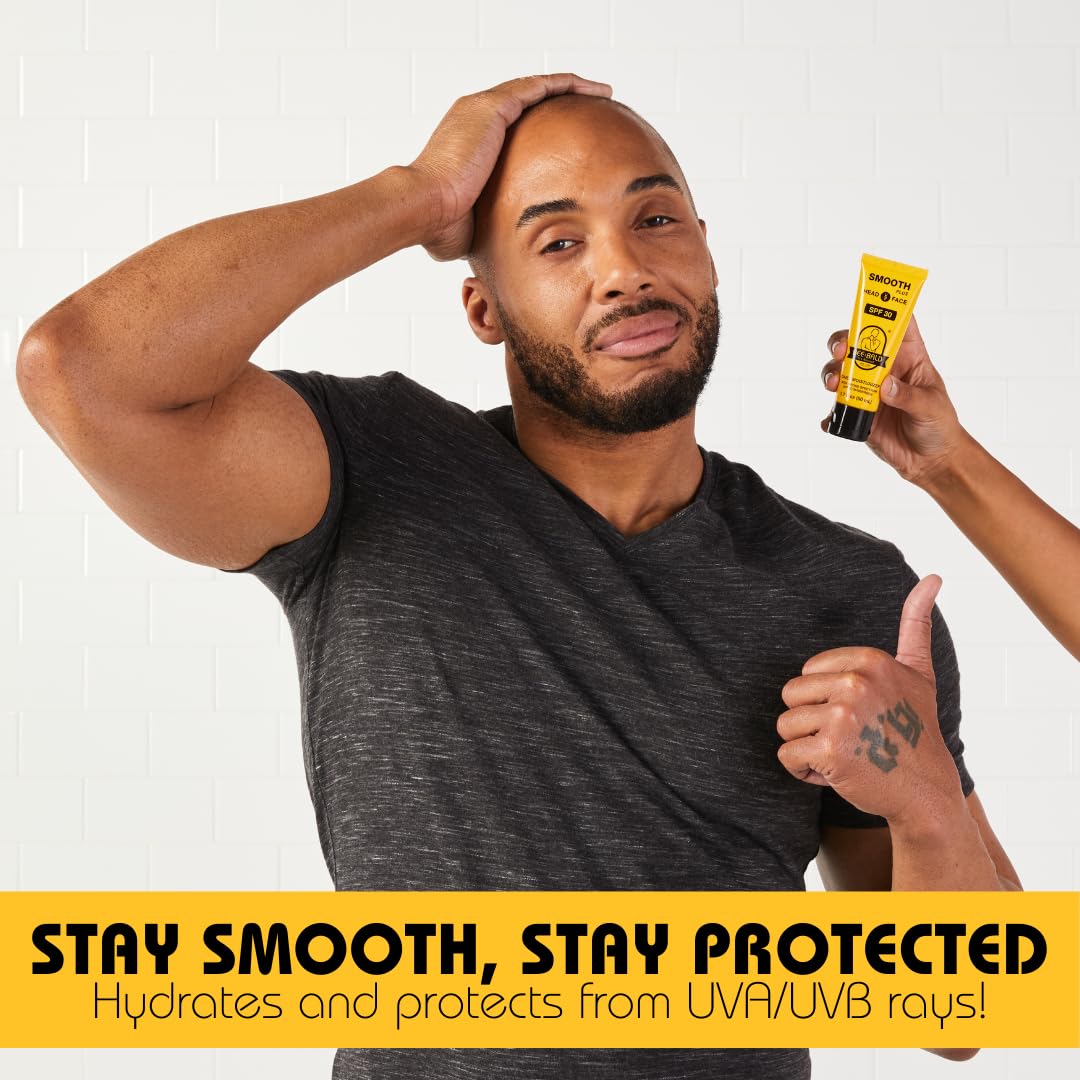 Bee Bald Smooth Plus being applied to facial skin during morning routine.
