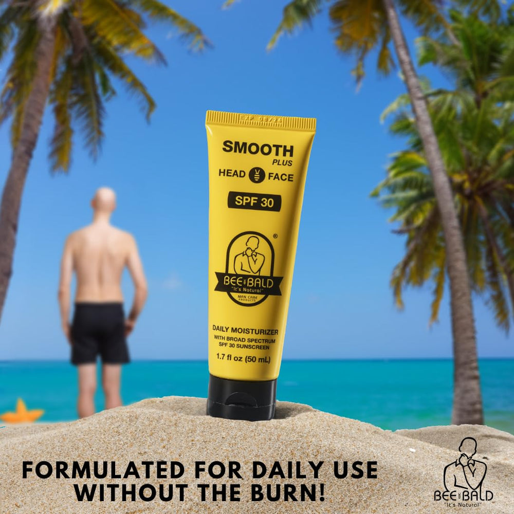 Bee Bald Smooth Plus lotion texture showing creamy consistency.
