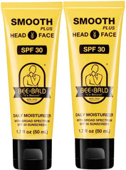 Bee Bald Smooth Plus head and face moisturizer bottle front view with SPF 30 protection.
