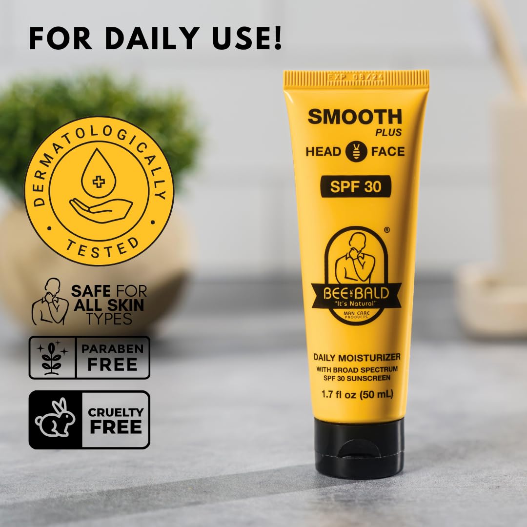 Bee Bald Smooth Plus with honey and bee pollen ingredients visual.