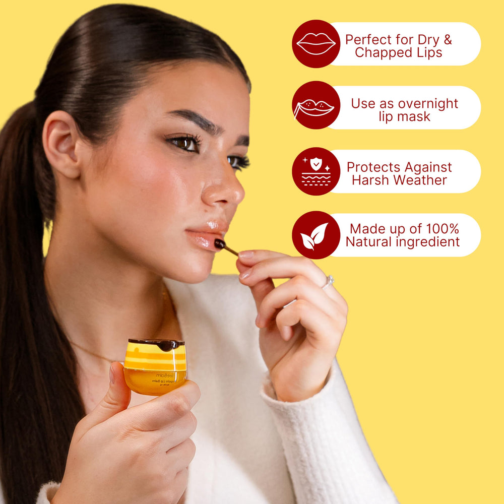 Propolis y miel en Bee Balm Original, ingredientes que cuidan labios.