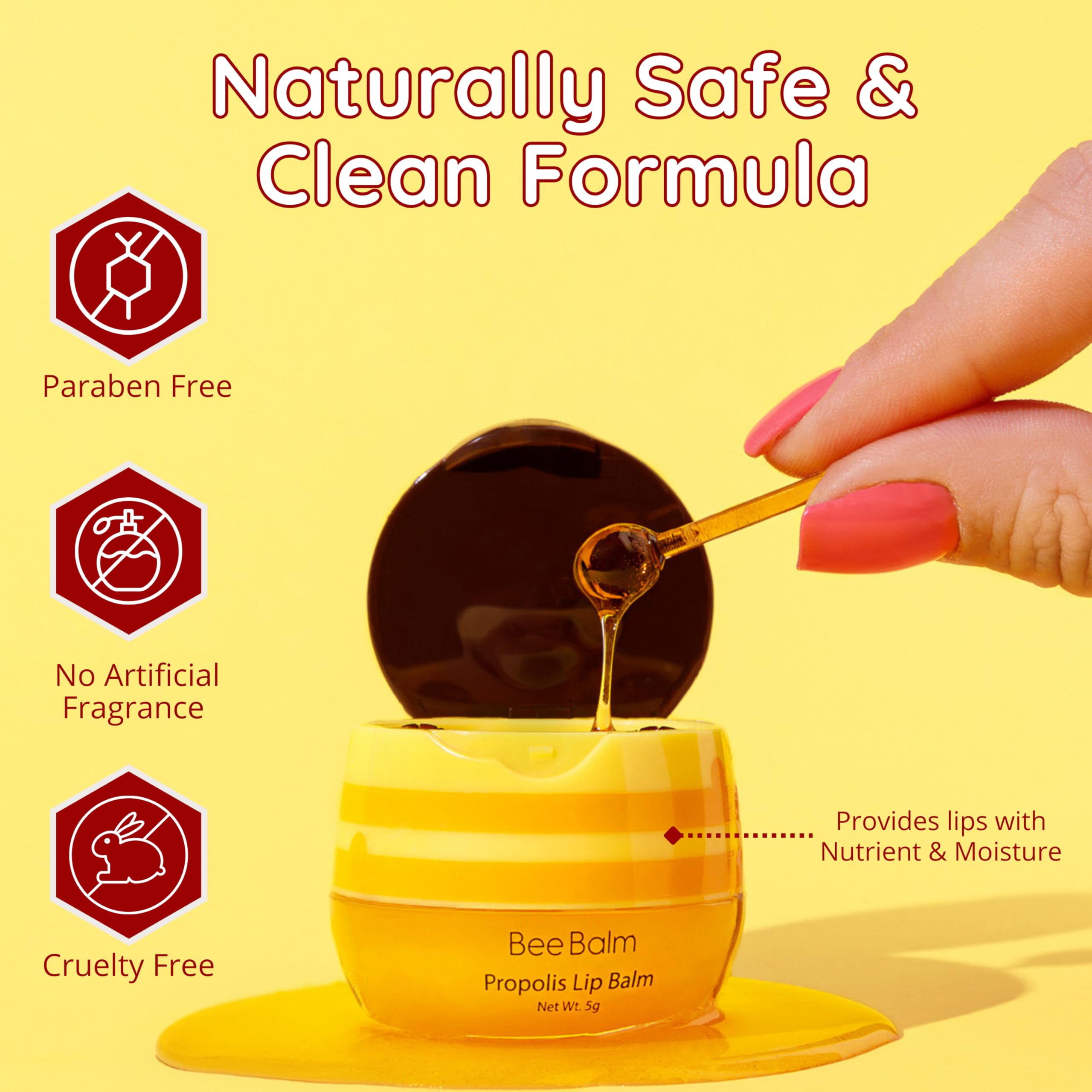 Vitamina E en Bee Balm Original, cuidado nutritivo para labios.
