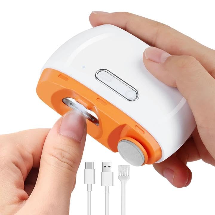 Beefire electric nail clipper front view, compact and safe for home grooming.