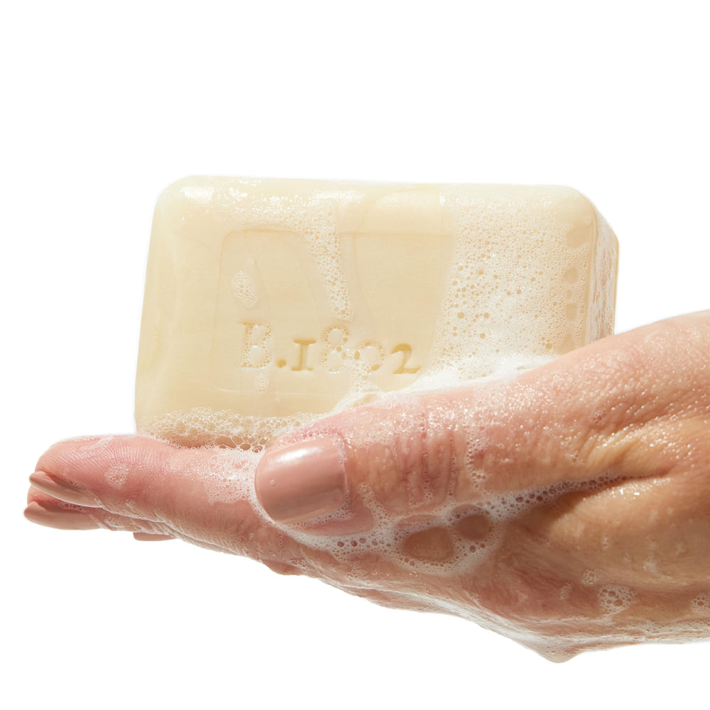 Beekman 1802 goat milk soap bar triple-milled with rich lather for everyday cleansing.