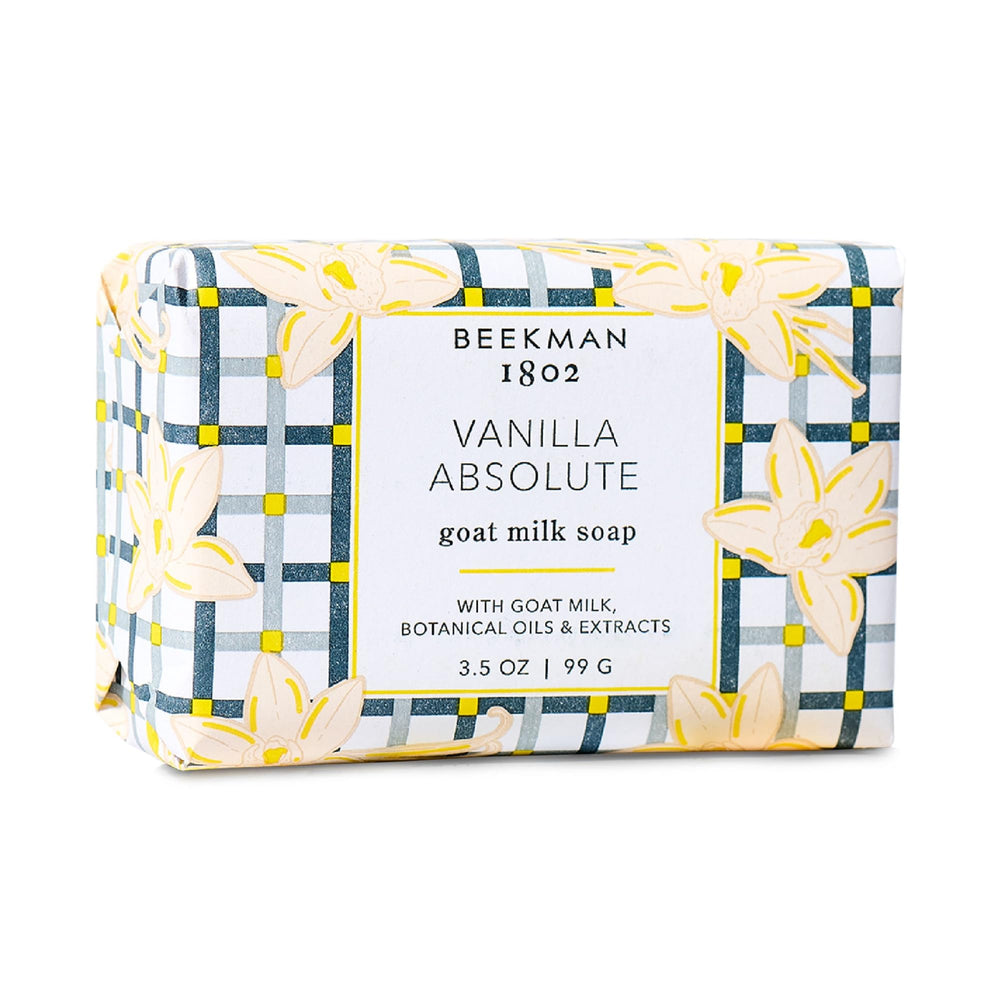 Beekman 1802 Goat Milk Soap hand bar showing creamy lather for daily cleansing