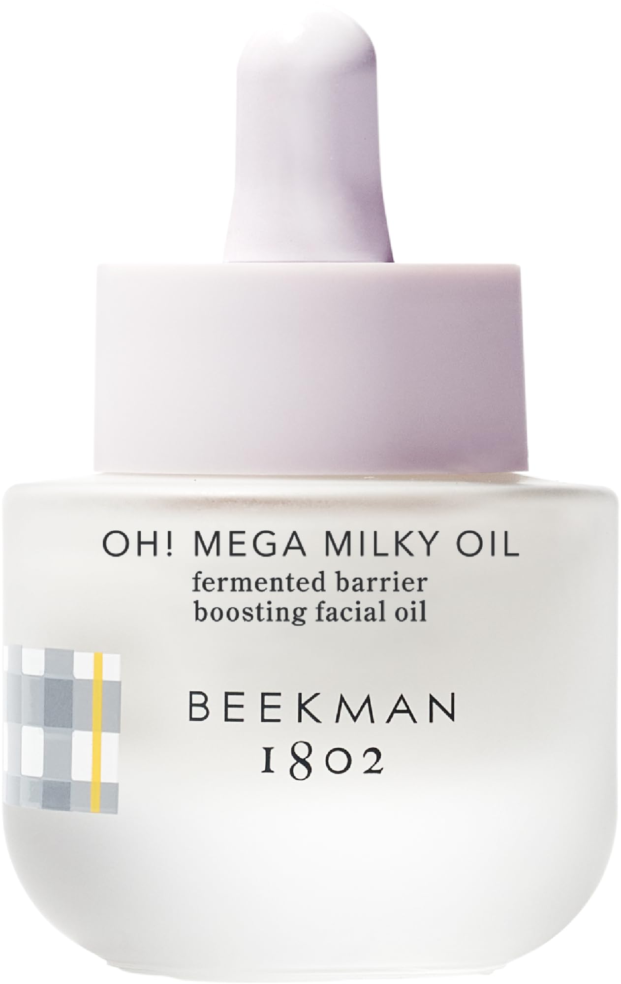 Beekman 1802 Oh! Mega Milky facial oil bottle shows hydration-friendly packaging for sensitive skin.