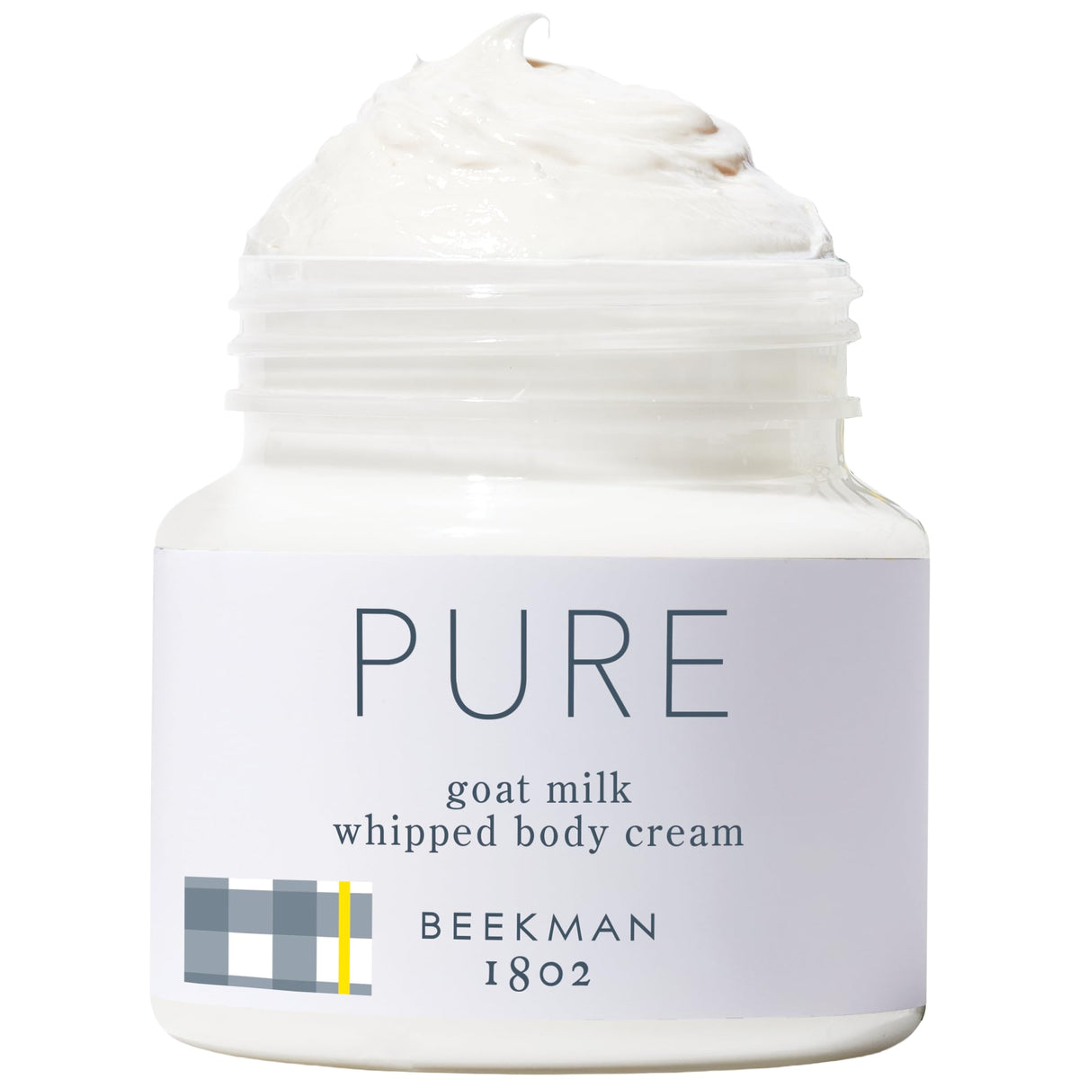 Beekman 1802 Pure Whipped Body Cream jar close-up for rich moisture