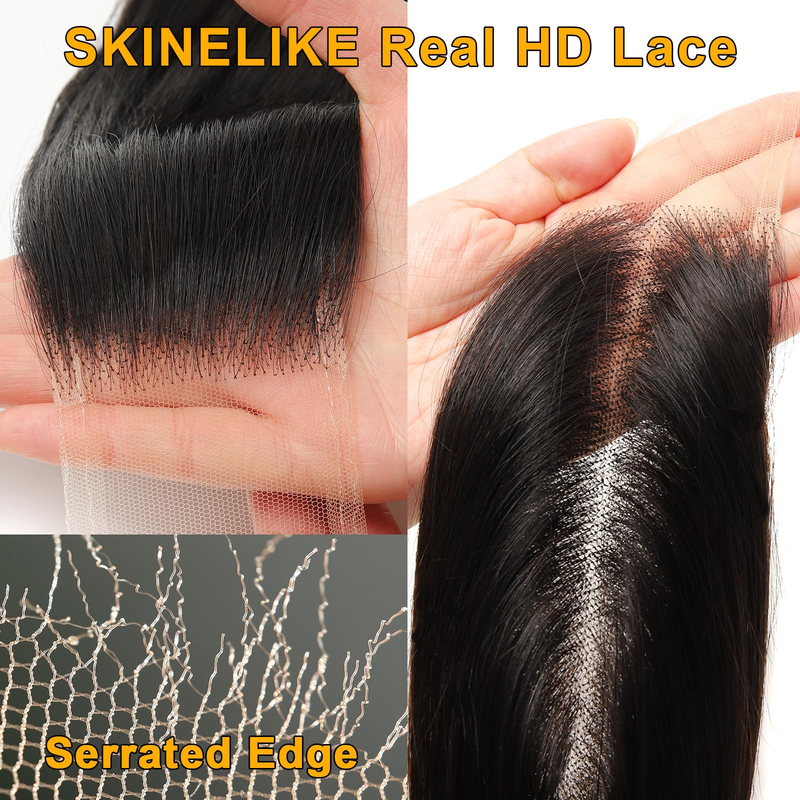 Beeos 2x6 deep-part closure demonstrates natural middle part for versatile styling.