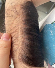 Beeos bleached small knot hairline closeup highlighting realistic pre-plucked look.