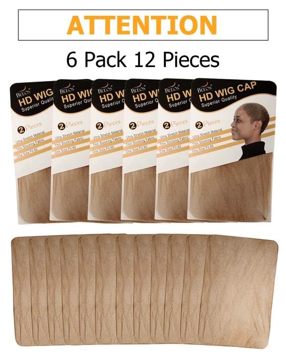 Packaging display of BEEOS Brown Skinlike HD Wig Cap set.