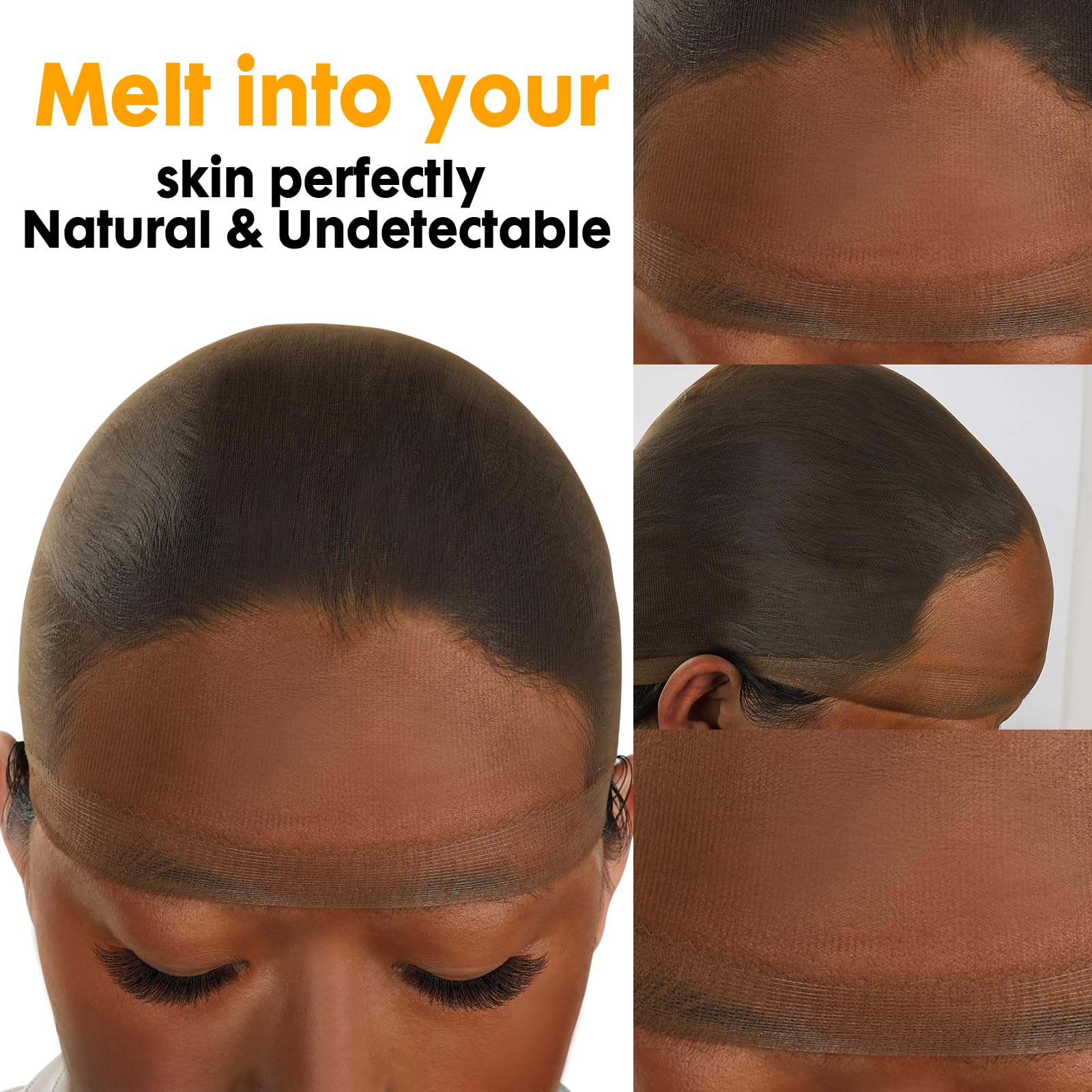 BEEOS non-slip transparent wig cap with wide band stays securely put