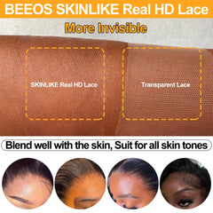 BeeOS pre-plucked natural hairline close-up emphasizes subtle single knots for realism.