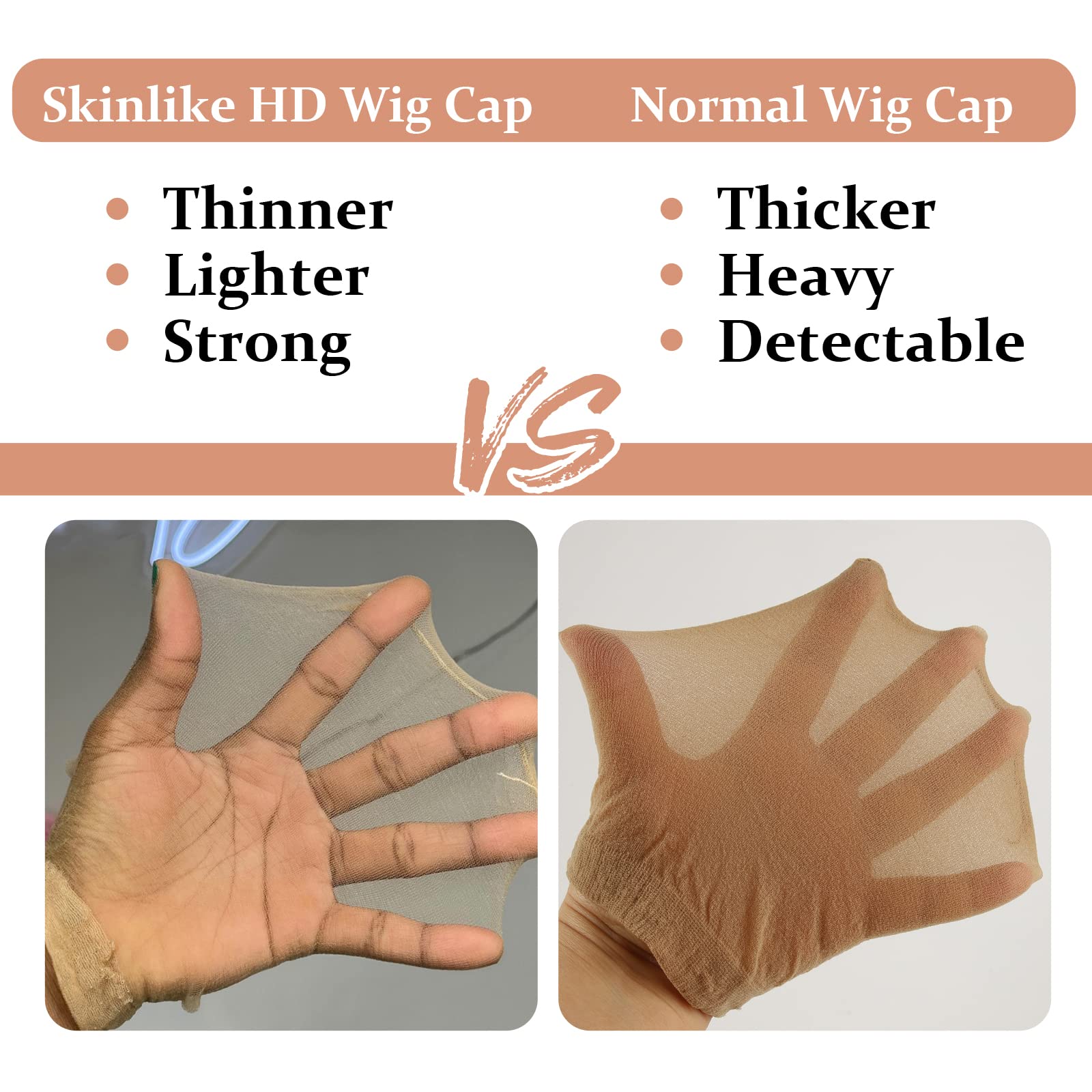 Beeos transparent cap on scalp demonstrates natural base under a wig.
