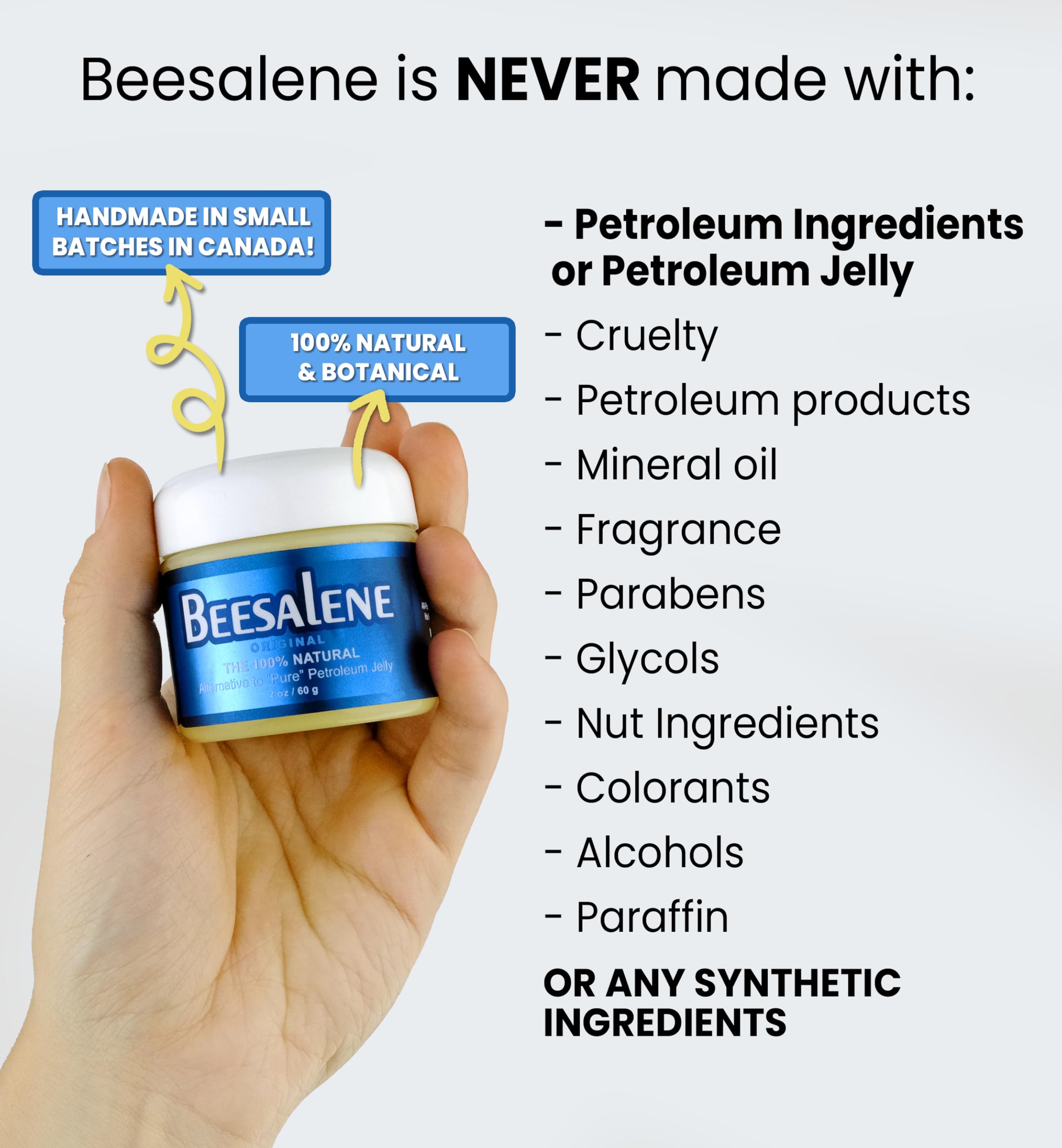 Beesalene Original presenta ingredientes naturales: aceite de colza, miel y cera