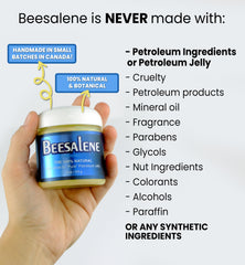 Beesaluxe Beesalene Original texture close-up highlights non-greasy feel for skin.