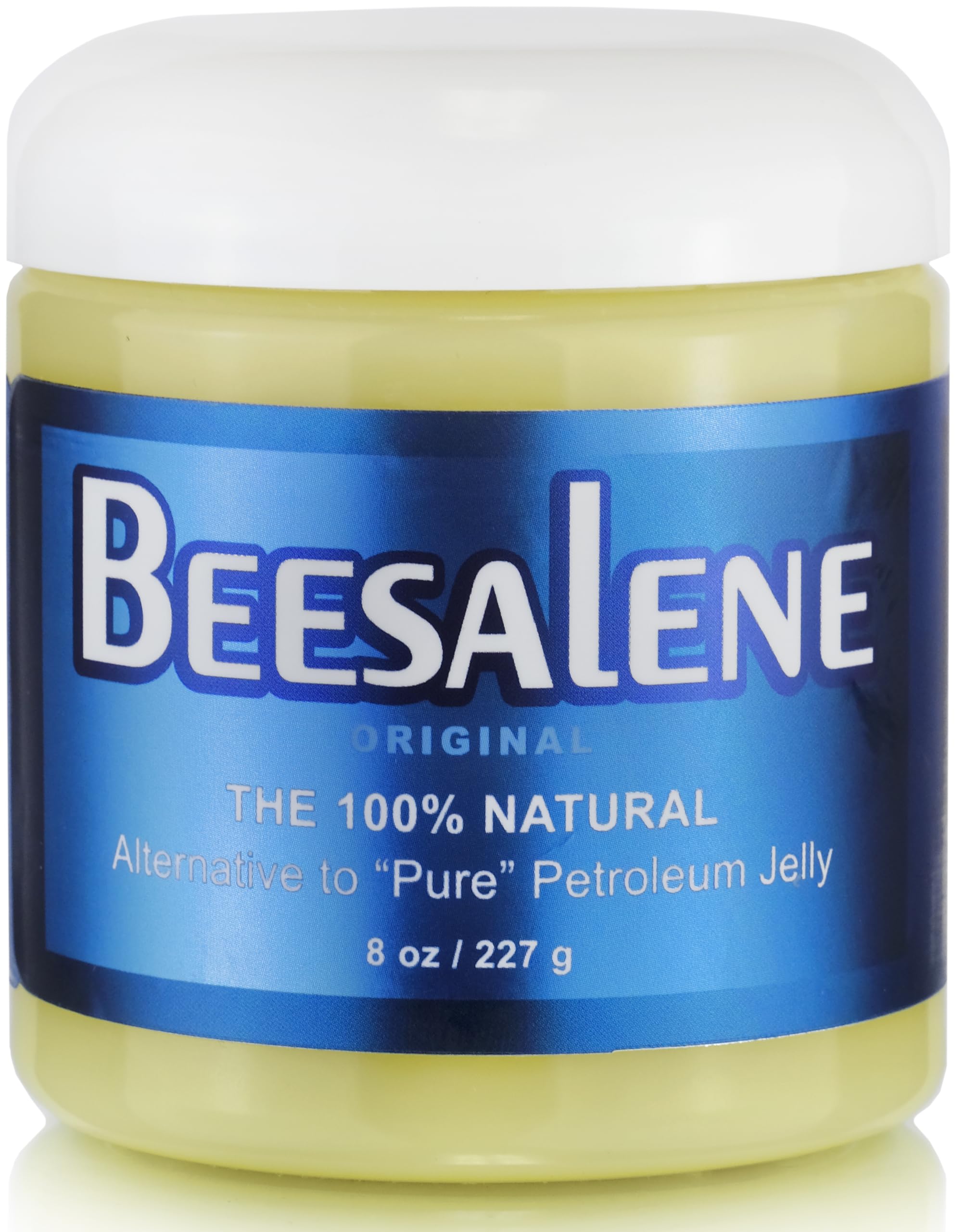 Beesalene Original Unpetroleum bottle close-up showing natural ingredients and breathable moisture.