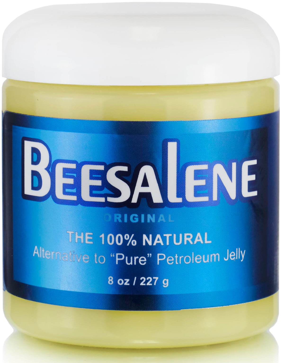 Beesalene Original Unpetroleum bottle close-up showing natural ingredients and breathable moisture.