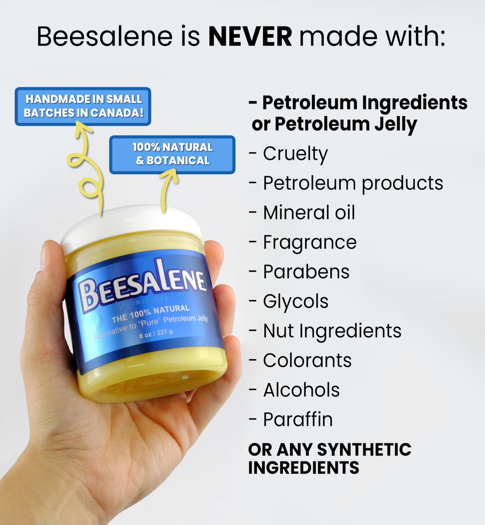 Beesalene Original Unpetroleum on lips with smooth, non-greasy hydration.