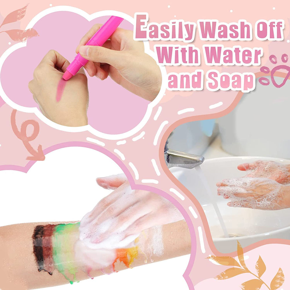 Beesjuy washable face paint cleans off skin and fabrics easily.