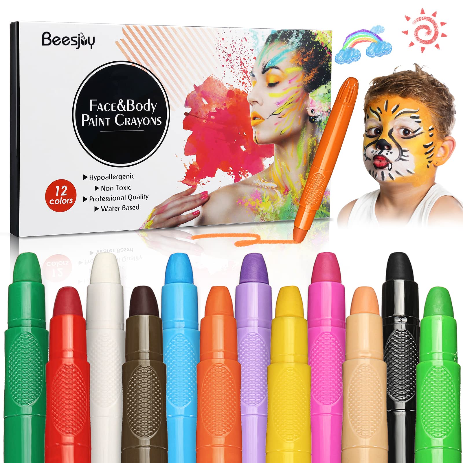 Beesjuy vibrant colors on kids' makeup inspire playful creativity.