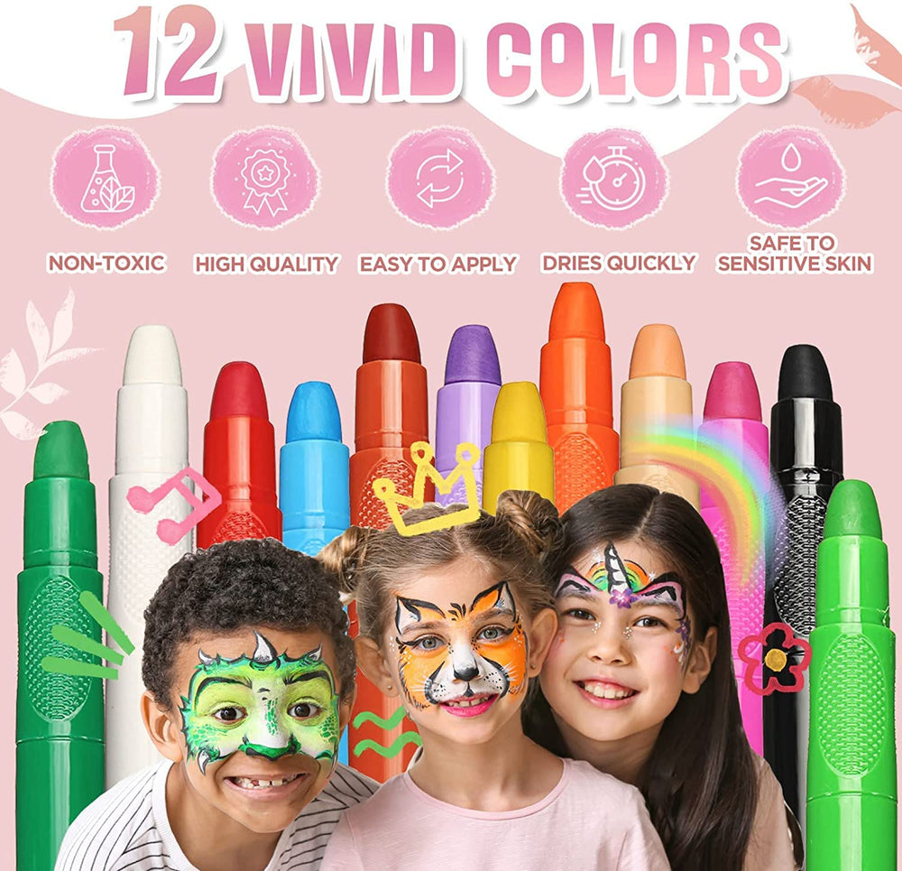 Beesjuy water-based face paints apply smoothly on kids during party looks.