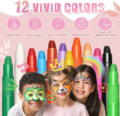 Beesjuy water-based face paints apply smoothly on kids during party looks.