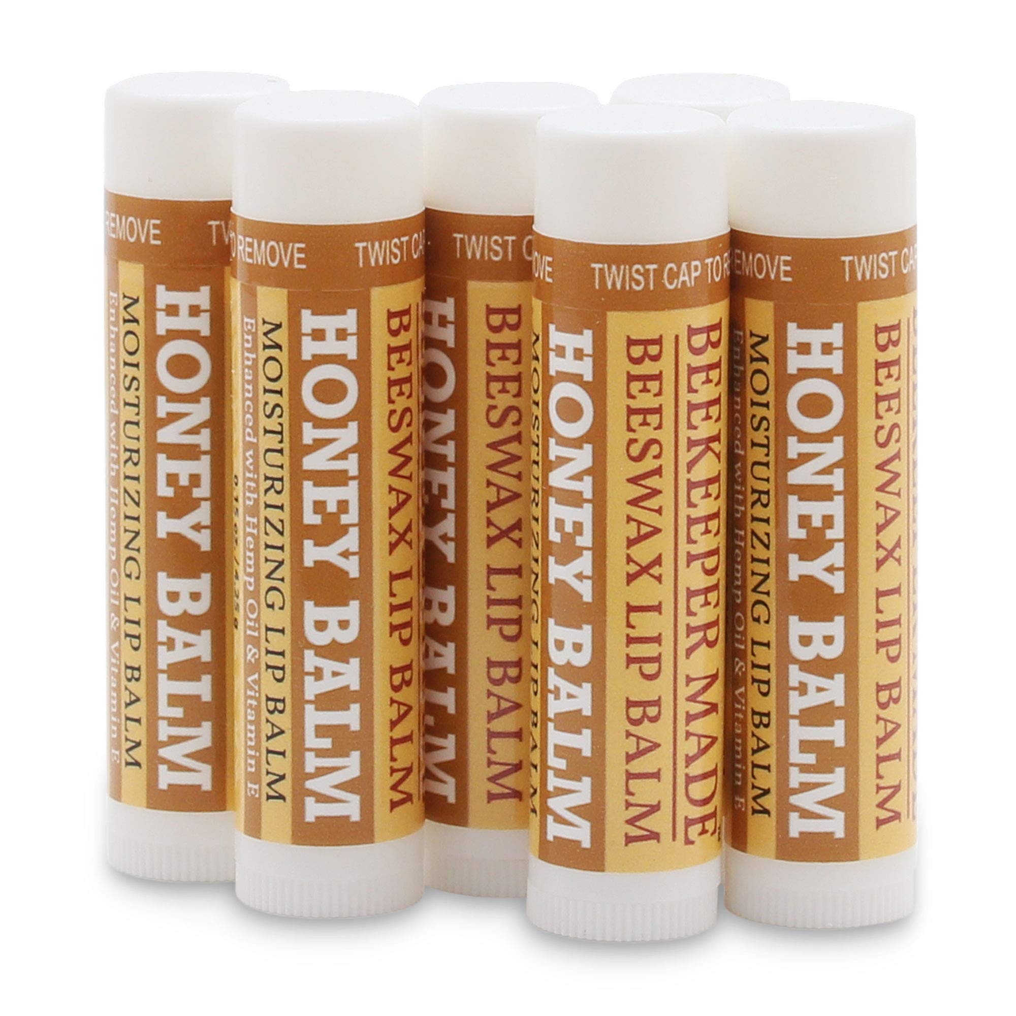 Beessential lip balm with vitamin E, shea, and cupuacu for hydrated lips.
