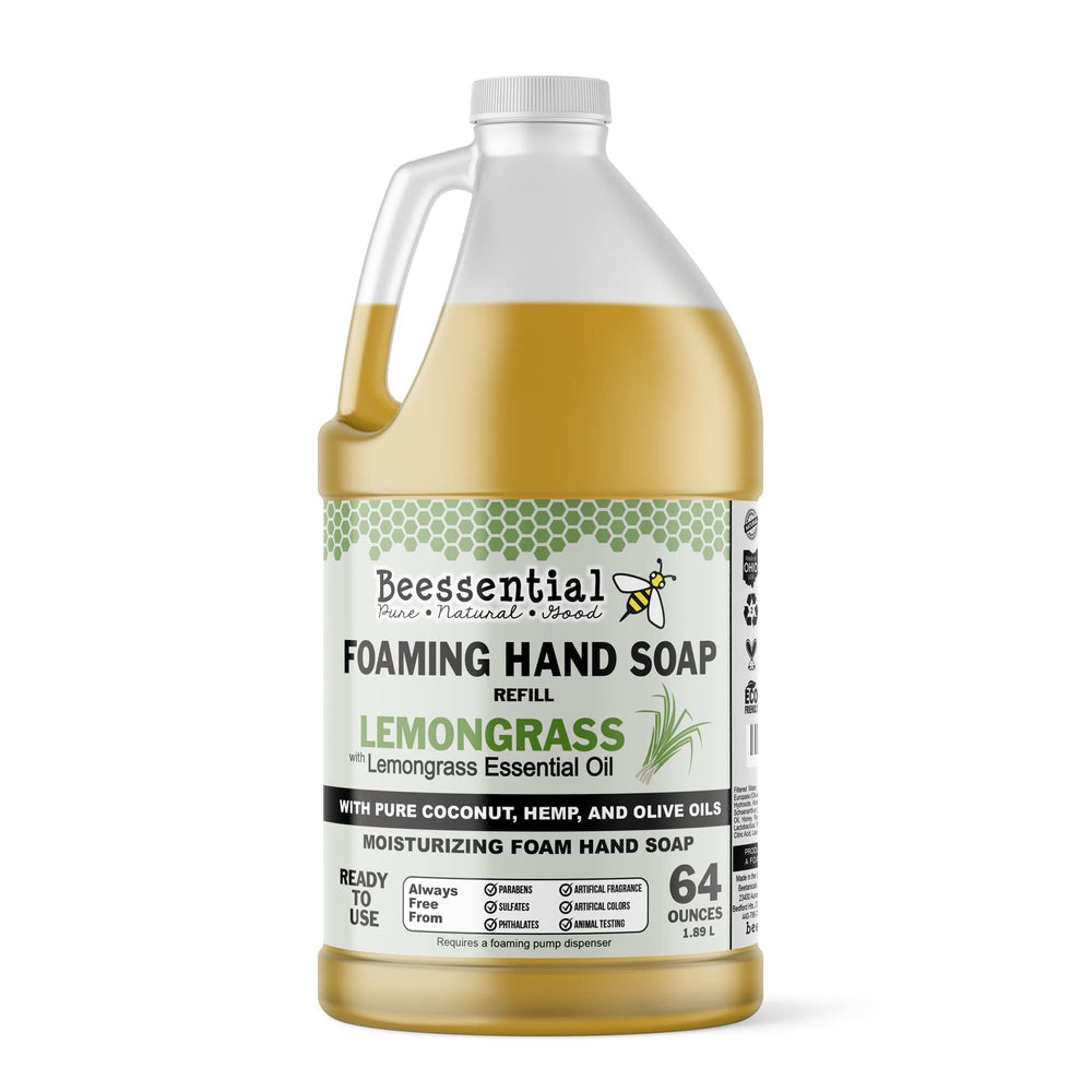 Beessential lemongrass bulk refill bottle for gentle cleansing and hydration.