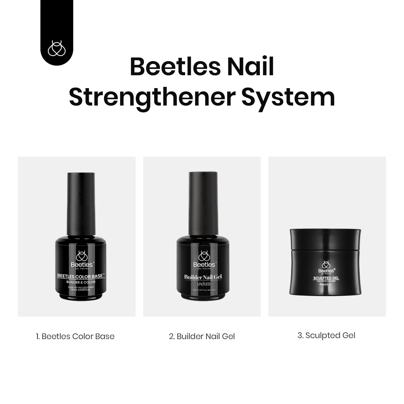 Beetles 5 en 1 Base Gel: fortalecedor suave para uñas sanas.