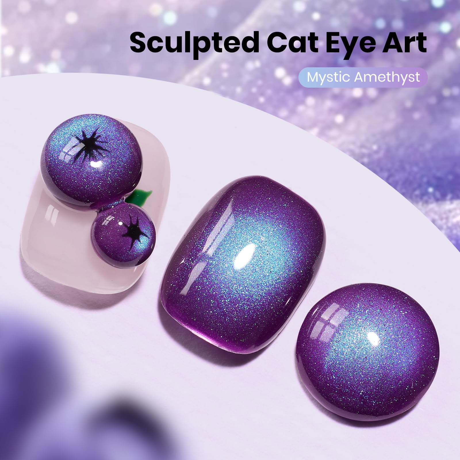 Beetles Mystic Amethyst ojo de gato magnético para uñas llamativas