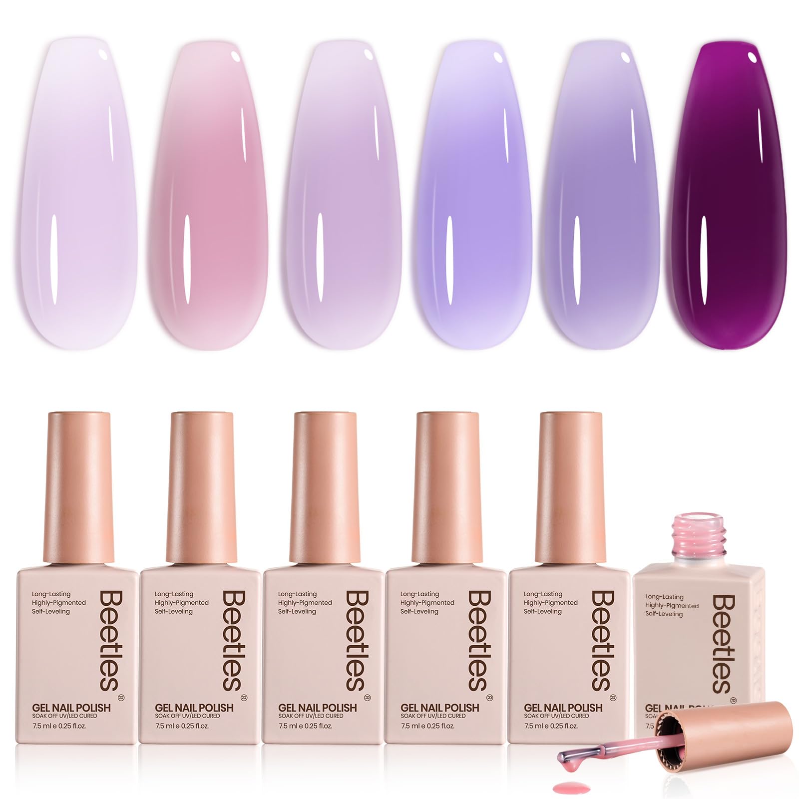 Beetles Amethyst Realm kit de gel morado con 6 frascos en caja