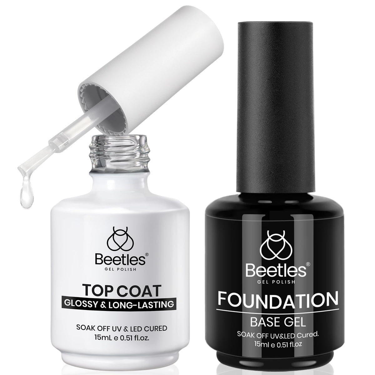 Beetles base coat 15ml bottle close-up for strong adhesion and color protection.