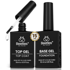 Beetles Base Coat No-Wipe 15ml bottle for long-lasting manicure.