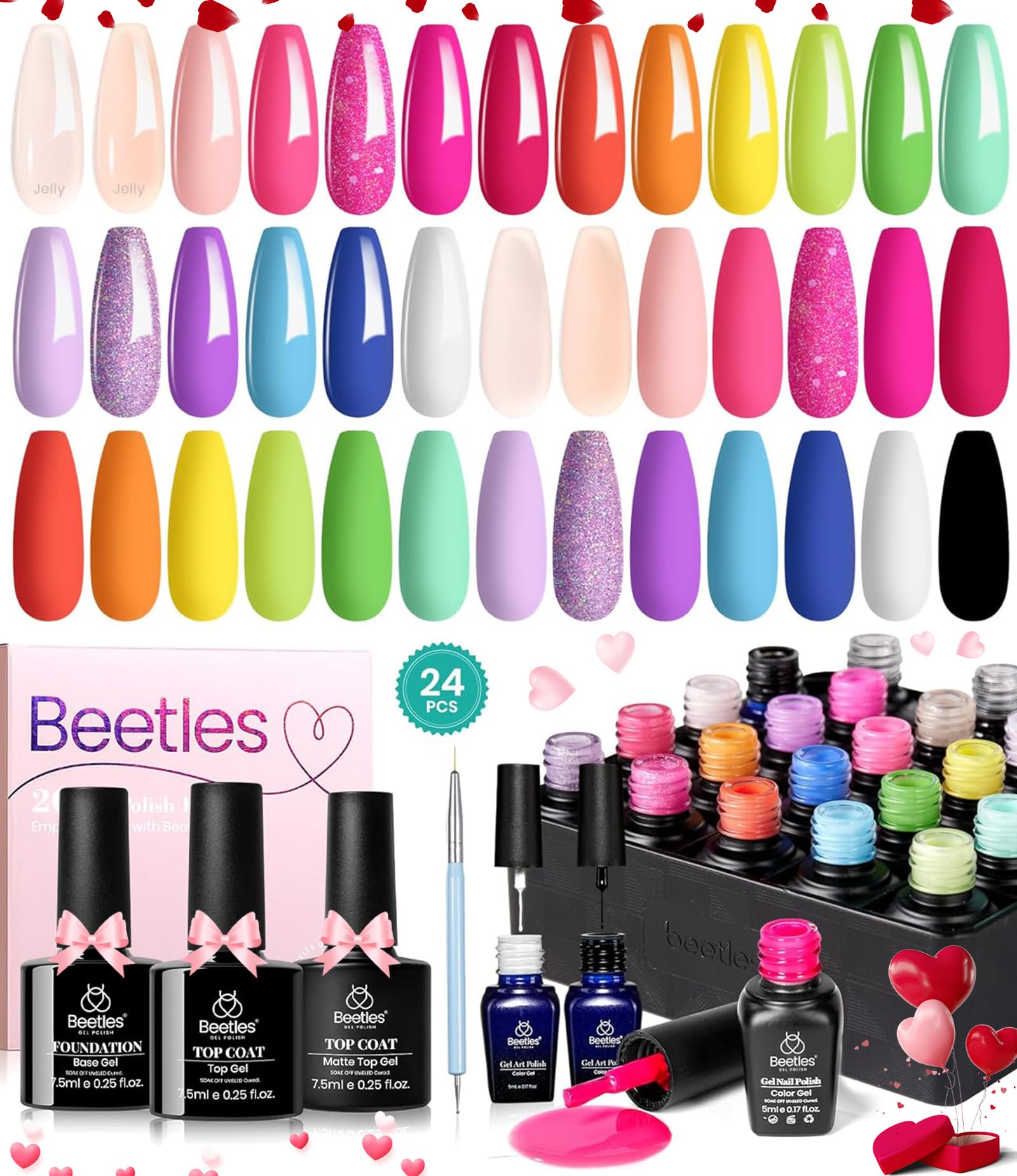 Beetles Base and Top Coats with nail art pen for durable shine