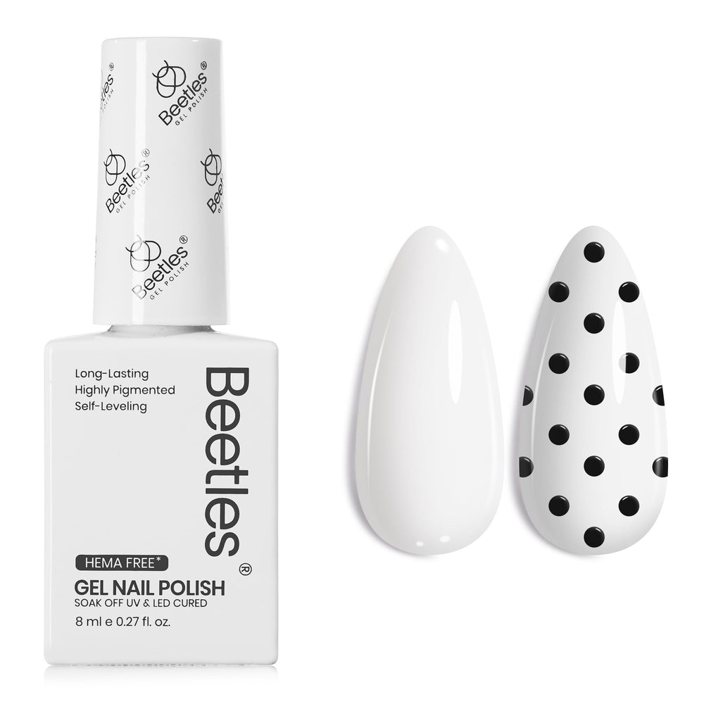 Beetles White Gel Polish: botella blanca para un color puro y elegante.