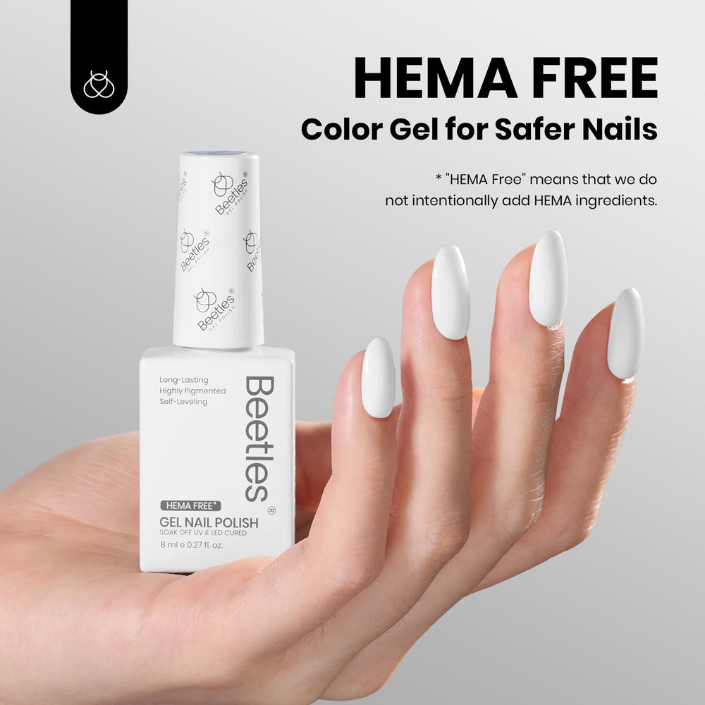 Beetles White Gel Polish: muestra de color para combinaciones rápidas en tu colección.
