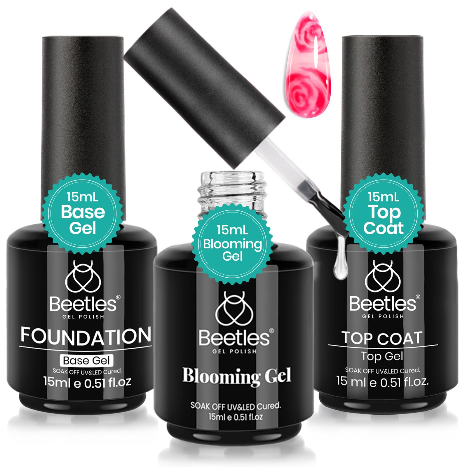 Beetles Blooming Gel crea diseños marmolados duraderos para uñas.