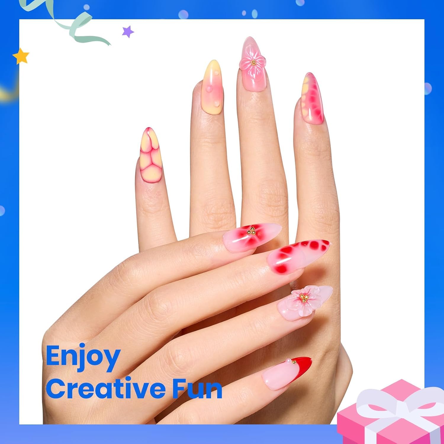 Beetles Blooming Gel, estampados florales para uñas con acabado brillante.