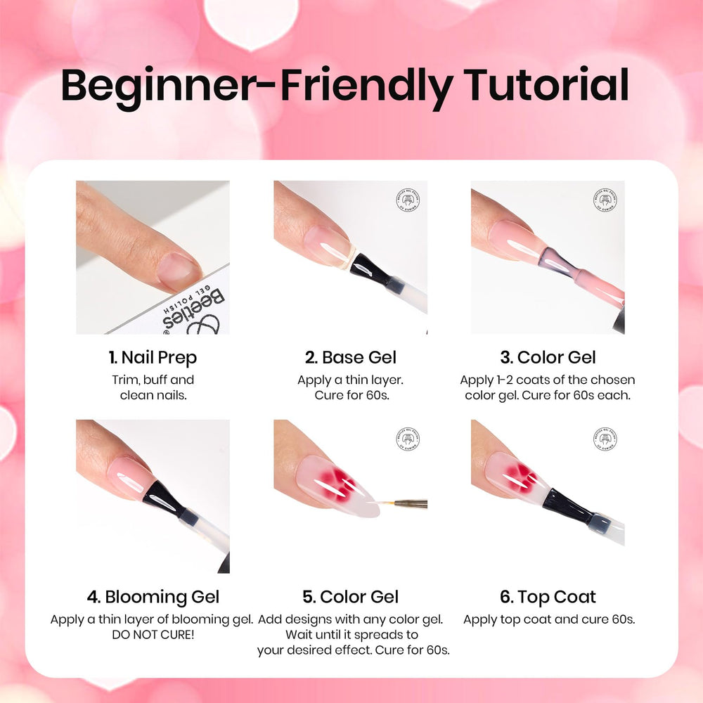 Beetles Blooming Gel Kit: esmalte rojo para acentos vibrantes.