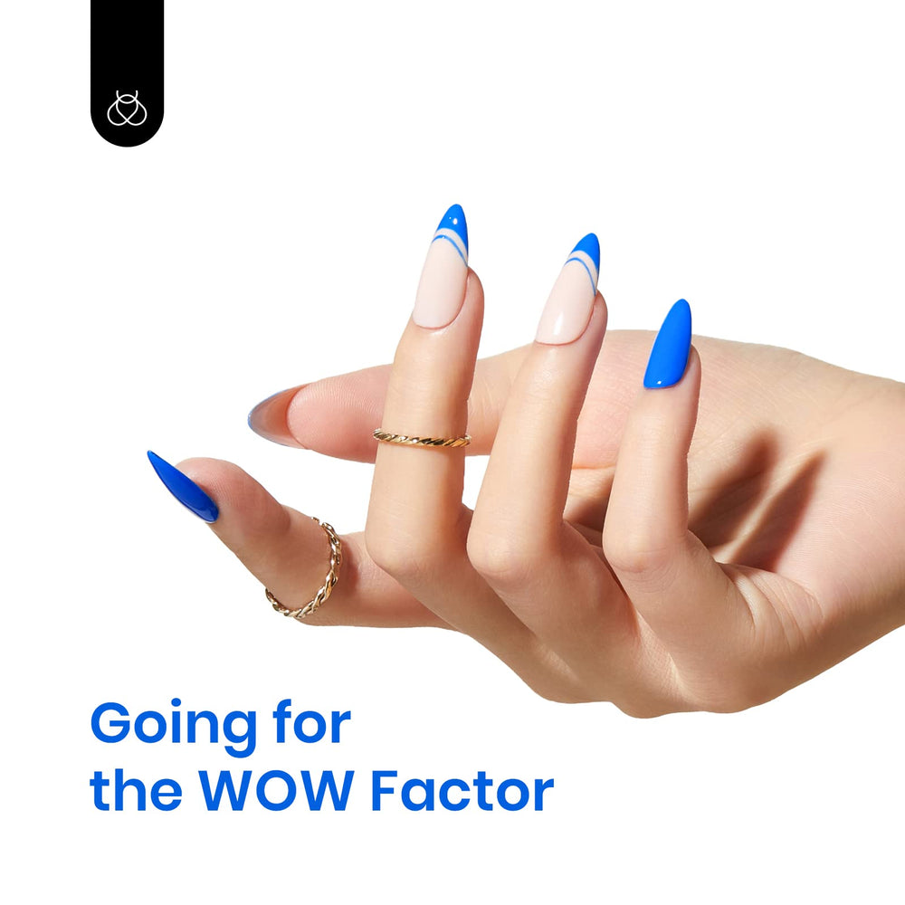 Beetles Blue Gel Nail Polish close-up on application brush for precise coating