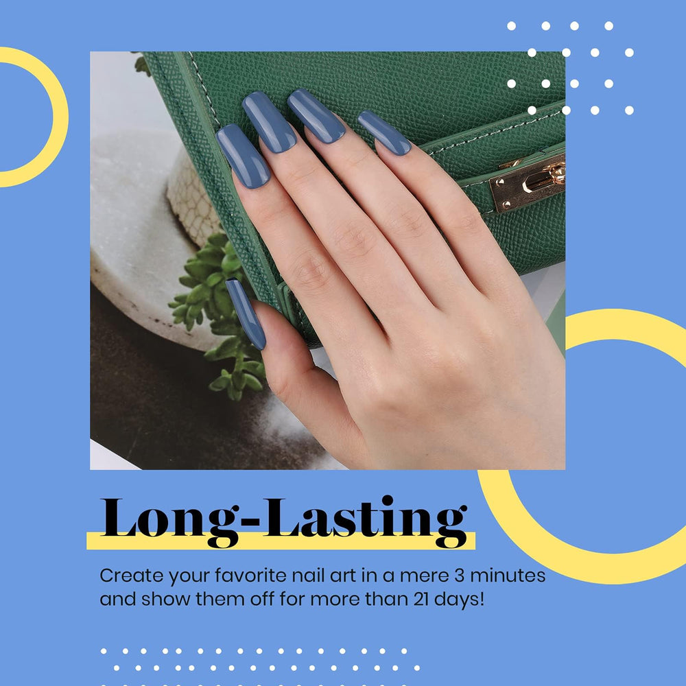 Beetles blue gel nail polish brush applying color for smooth layers.