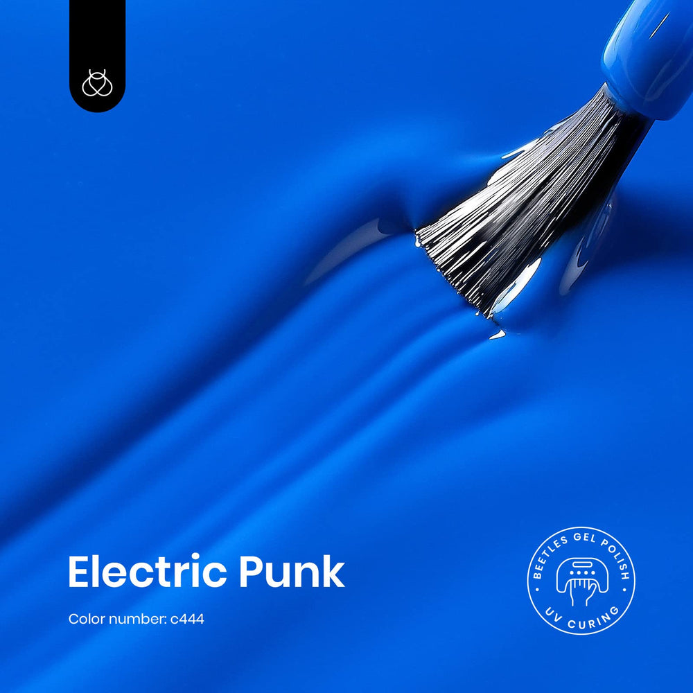 Beetles Blue Gel Nail Polish bottle, electric punk bright blue, ideal for vibrant manicures