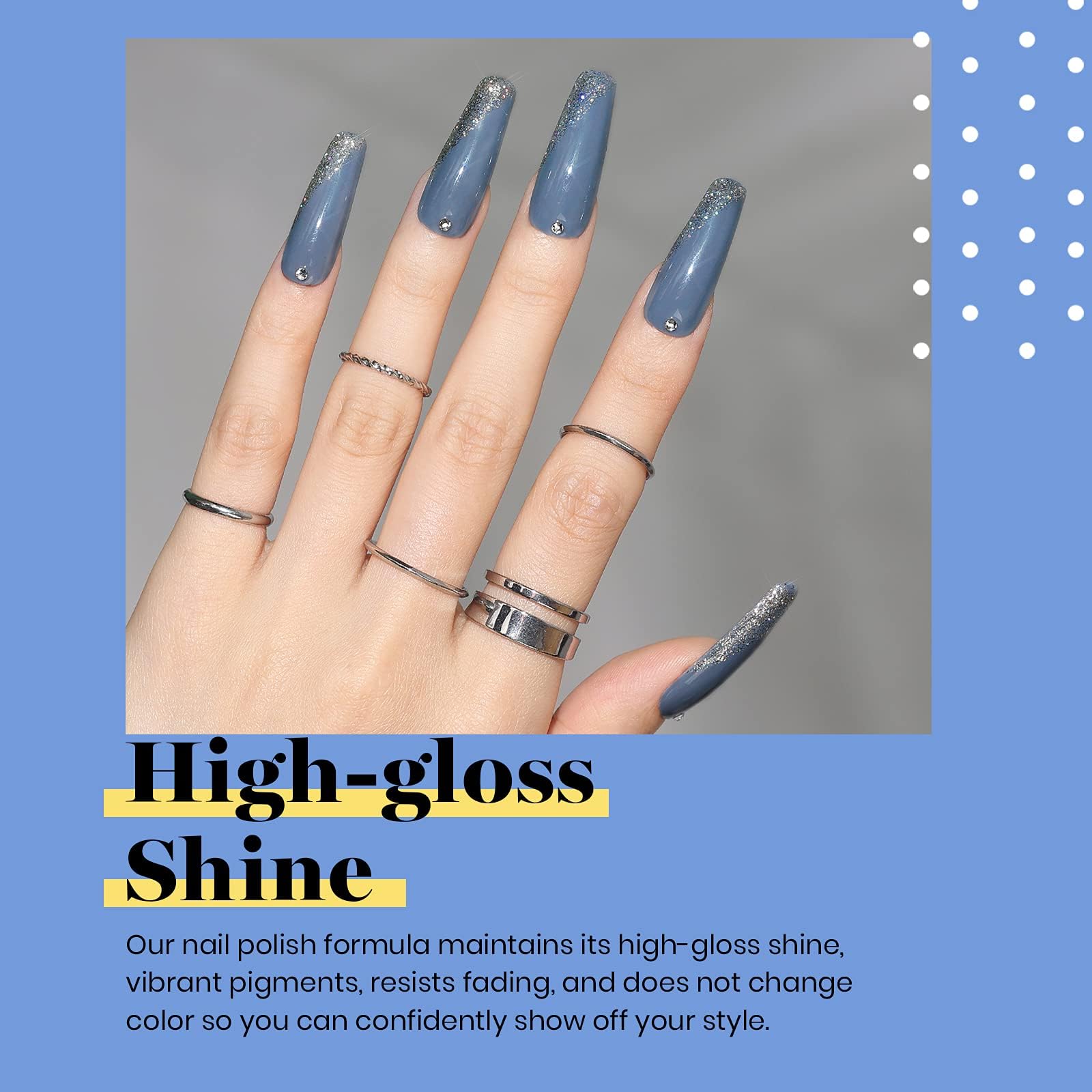 Beetles blue gel nail polish in a home manicure scene for easy DIY nails.