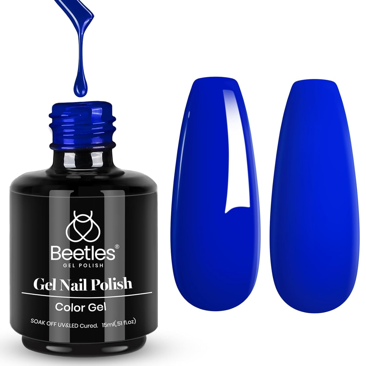Beetles Sapphire Love gel polish bottle showing royal blue shade