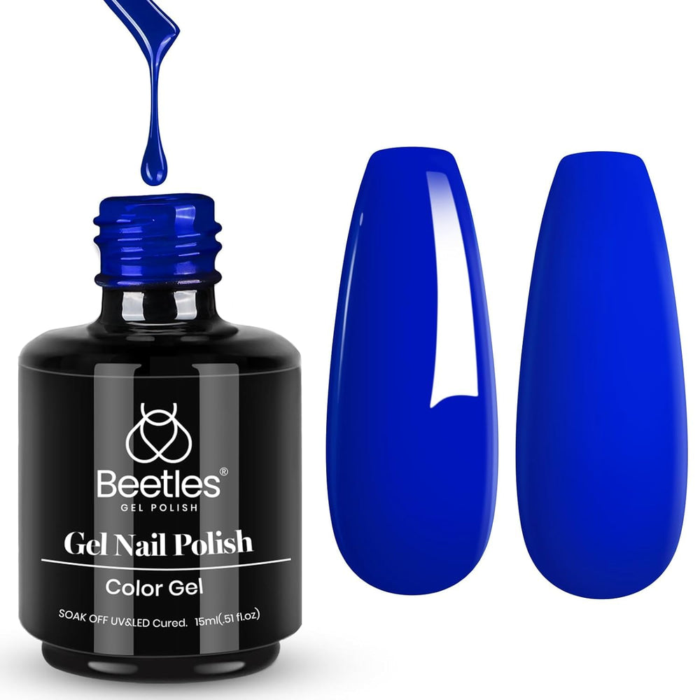 Beetles Sapphire Love gel polish bottle showing royal blue shade