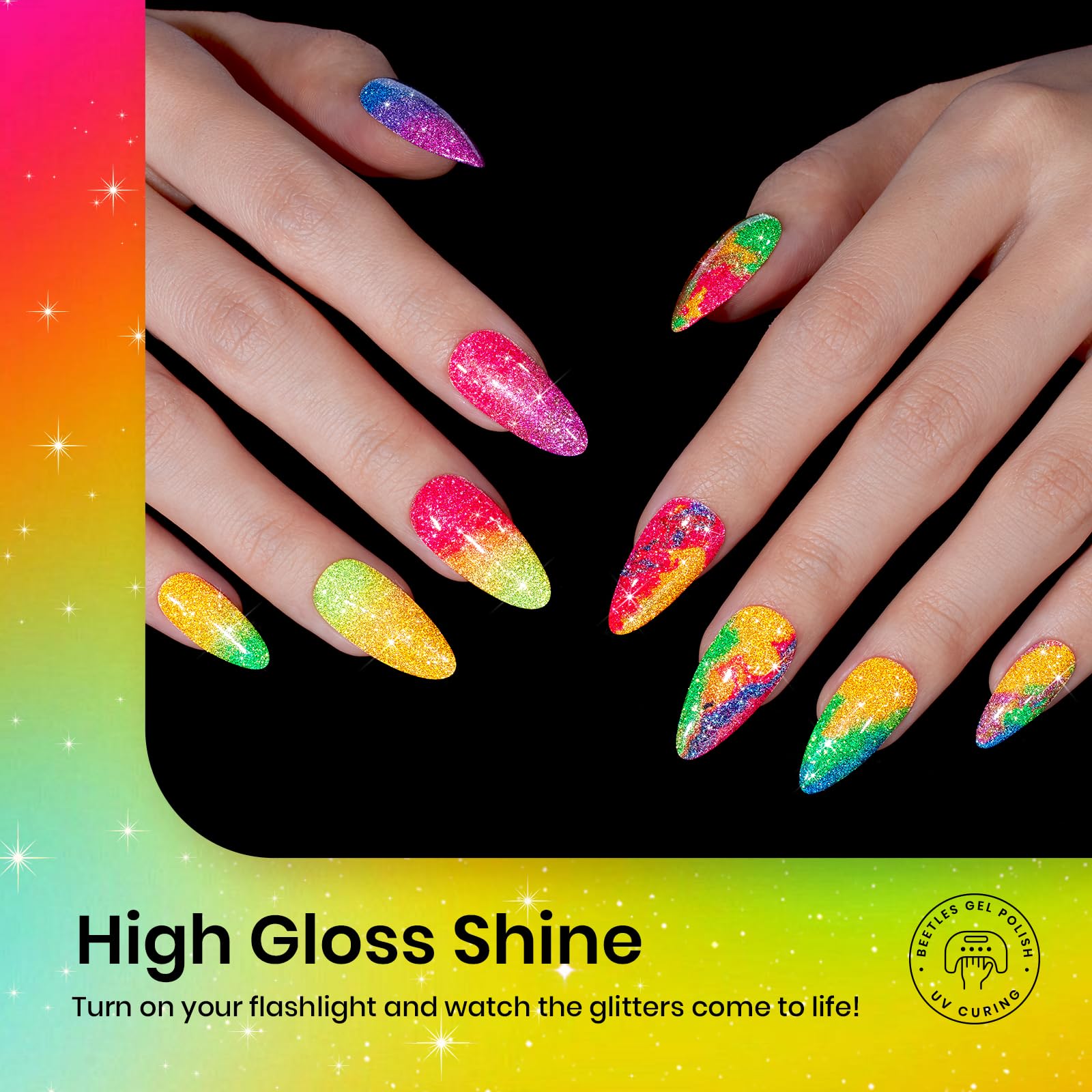 Beetles Gel Polish verde, destellos brillantes para estilo diario.