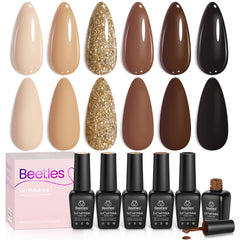 Beetles Gel Polish marrón, tono chocolate: acabado elegante para uñas duraderas.