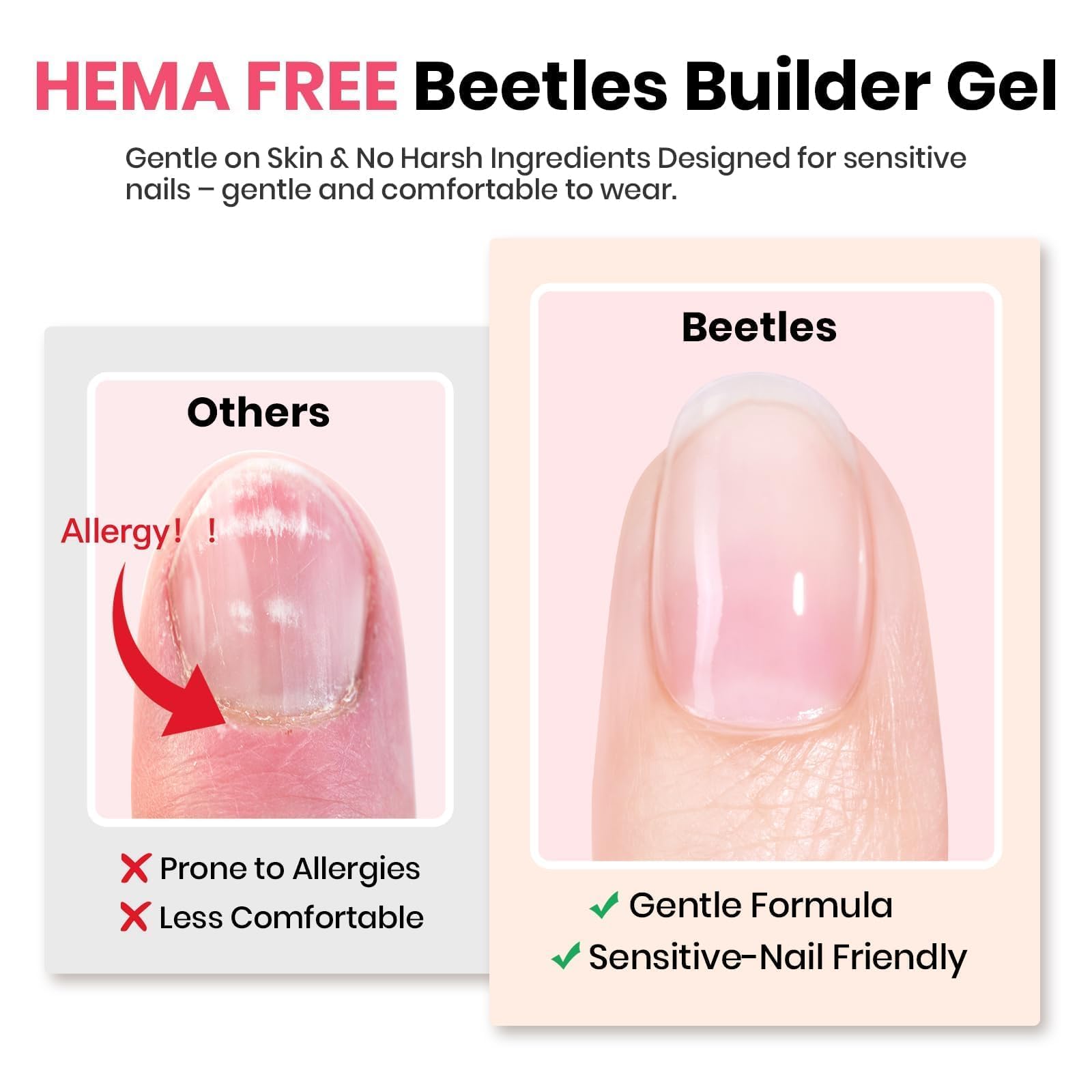 Beetles Builder Gel 8-in-1 application highlights versatile nail building options.