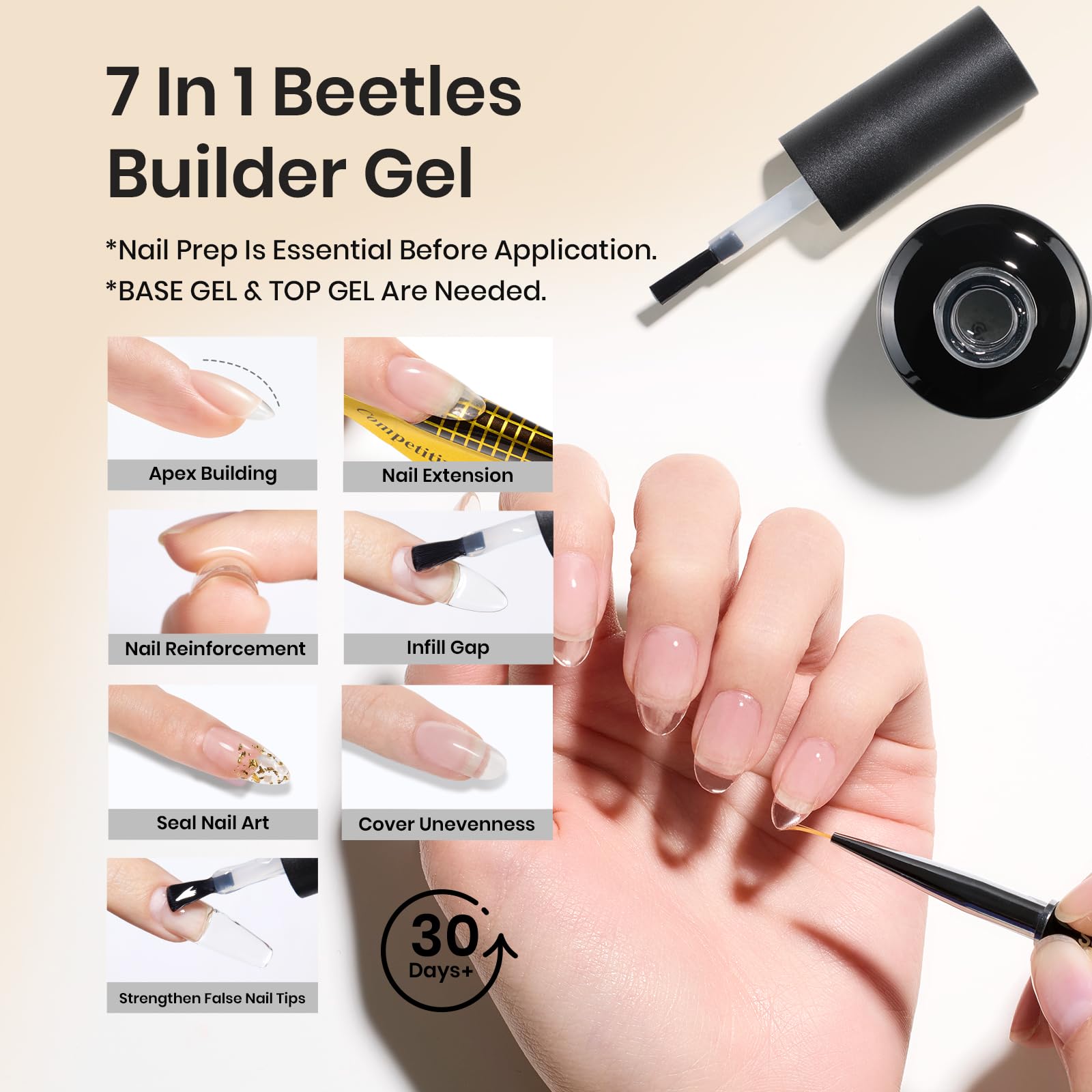 Beetles Builder Gel, aplicación fácil incluso para principiantes.
